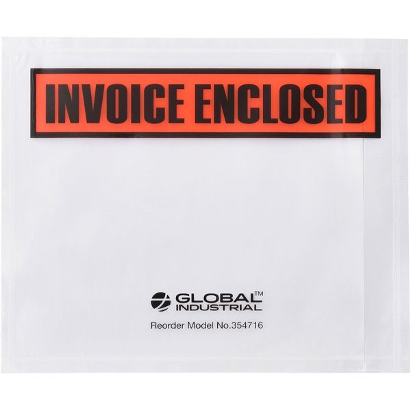 Global Industrial Panel Face Envelopes, Invoice Enclosed, 4-1/2L x 5-1/2W, Orange, 1000PK 354716